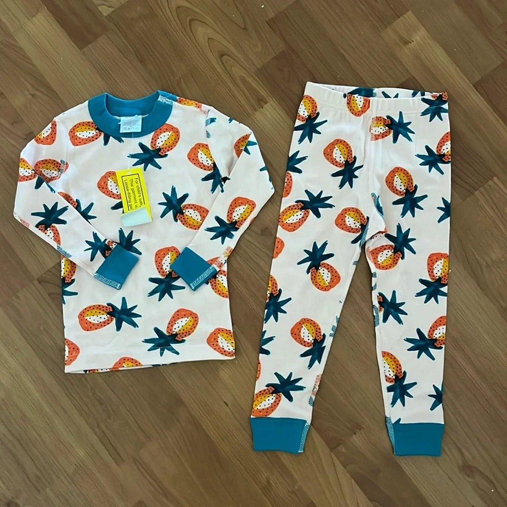 Hanna Andersson Organic Cotton Pineapple Fruit Pajama Set 3T